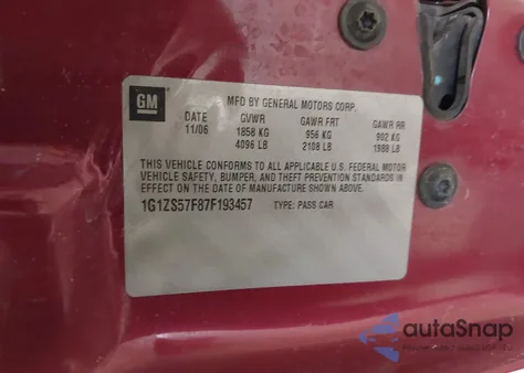 2007 Chevrolet Malibu Ls из США, поврежденный, VIN 1G1ZS57F87F193457